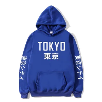 2019 Nov Prihod Japonska Harajuku Hoodies Tokyo City Tiskanje Puloverju Majica Hip Hop Ulične Moški/Ženske črna hoodies