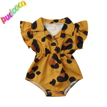 2019 Poletje Dojenčka Newborn Baby Dekle Oblačila Leopard Srce Ruffles Baby Dekleta, igralne obleke Valentinovo Obleko Za Baby Girl