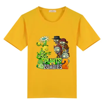 2019 rastline vs zombija, risanka otroški majica s kratkimi rokavi bombaž za fante in dekleta poletje vrhovi bela, črna, roza barve