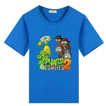 2019 rastline vs zombija, risanka otroški majica s kratkimi rokavi bombaž za fante in dekleta poletje vrhovi bela, črna, roza barve