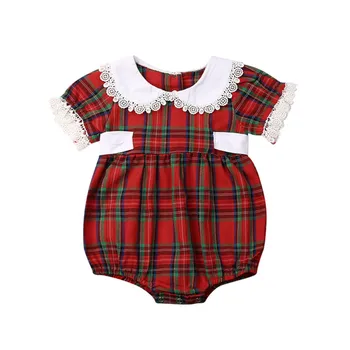 2019 Velika/mala Sestra se Ujemanje Božičnih Oblačila Otroci Baby Dekle Rdeče Kariran Romper Obleka Princess Otrok Božič Dekle Obleko 0-6Y
