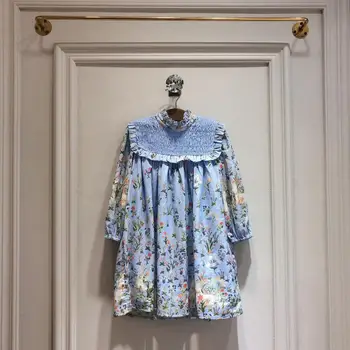 2020 Dekleta obleke pomlad cvetlični samorog vzorec dolg rokav baby girl oblačenja princesa stranka obleko za rojstni dan obleke