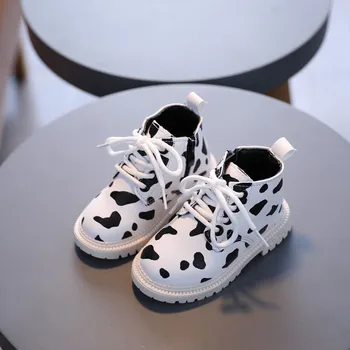 2020 Jeseni Usnje Otrok, Fant, Dekle, Škornji Fshion Belo Baby Čevlji Čevlji Mehko Udobno Anti-slip Fant Martin Čevlji