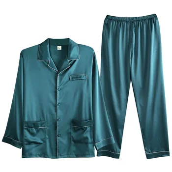 2020 Luksuzni Moške Poletne Svile Preprost Pajama Določa Saten Jopico Sleepwear Pižamo Moški Sleepwear Doma Pijama Hombre Loungewear