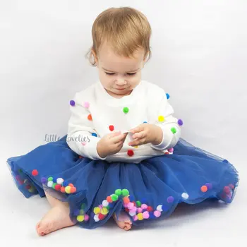 2020 Nov Prihod Mulity Pisane Dojenčka Til Tutu Krilo Pom Princesa Mini Obleka Otroci Oblačila Pettiskirt Girl Obleke