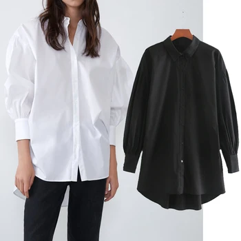 2020 Nova Moda barva Ženske Bluze z Dolgimi Rokavi Zavoj navzdol Ovratnik Šifon Bluzo Majica Priložnostne Vrhovi Svoboden Delo Majica