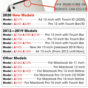 2020 Novi Kristalni Mat Motnega Primeru Zajema Rokav Za MacBook Air 13 M1 A1465/A1466/A1278/A1502/A2338 Air 13 13,3 palca pro, 15inch