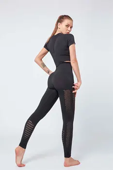 2020 Novo Activewear Kompleti za Ženske-Track Dokolenke Hlače, Dolge Majice 2 Delni Komplet Trenirke Joga Obleko, Tek Vaja Gymwear