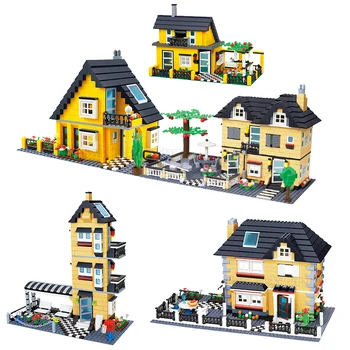 2020 NOVO Mesto Arhitektura počitniška hiša Villa Model gradniki Združljiv Prijatelji Plaži Koča Modularni Domači Hiši Vasi Igrače