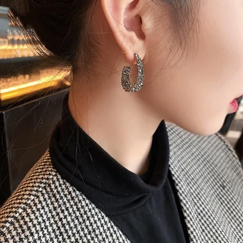 2020 novo pretirana geometrične oblike sive kristalno loka ženski Uhani luksuzni lepe nakit, moda dekle je nenavadno Uhani