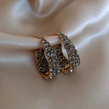 2020 novo pretirana geometrične oblike sive kristalno loka ženski Uhani luksuzni lepe nakit, moda dekle je nenavadno Uhani