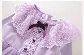 2020 Otroci Dolg Rokav Obleke za Dekleta Očesa Biserna Poroka Princesa Obleko Malčka Stranka Oblačila Otrok Bele Čipke Obleko Dekle
