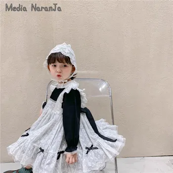 2020 padec nove modne dekleta Lolita bele čipke črna obleka Princess Party Baby Girl Obleke
