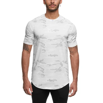 2020 TELOVADNICI Majica Očesa Camo Šport Majica s kratkimi rokavi Moški Rashgard Quick Dry Fit, ki Teče T-Shirt Moški Fitnes Tshirt Elastična Šport Tshirt