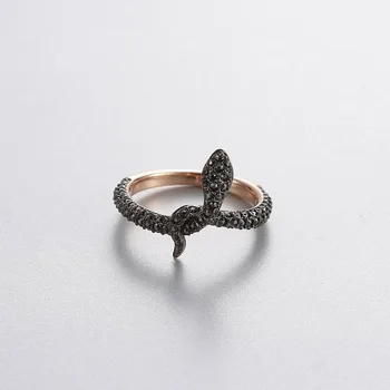 2020 Visoke Kakovosti SWA Lepe Modni Nakit Črna Kača Kristalno Crystal Ring Romantično Darilo