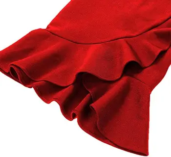 2020 Ženske Poletje Moda Seksi Rdeče Povoj Obleko Trdna Elegantna Fishtail Trobenta Oblikovalec Večer Stranka Obleko Vestido