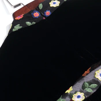 2021 Elegantno Letnik Cvetlični Črnega Žameta Midi Obleke Jeseni, Pozimi Mozaik 4XL Plus Velikost Ženske Obleke Bodycon Stranka Vestidos