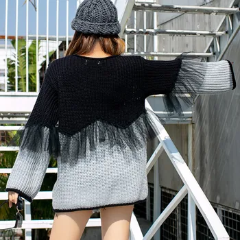 2021 jeseni, pozimi novice sequins za ujemanje barv, pletene, za ženske pulover Tajska street fashion risanka tassel ohlapen pulover ženske