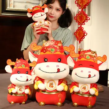 2021 Leto Ox Kitajsko Novo Leto, Okraski, Igrače Rdeče Praznično Maskota Plišastih Živali, Igrače Stranka Darila za Otroke