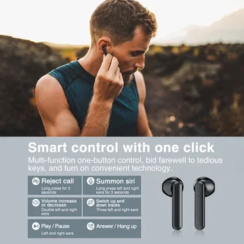 2021 novo brezžično šport 5.0 Bluetooth slušalke 6D stereo z mikrofonom touch kontrole pk zraka 12 20 pro max