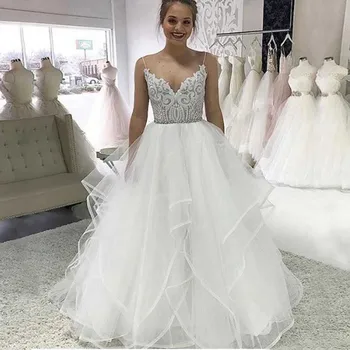 2021 Plaži Poročno Obleko Plus Velikost Vestidos De Noiva Backless Črto Boho Haljo De Mariée Preproste Čipke Za Ženske svatební šaty