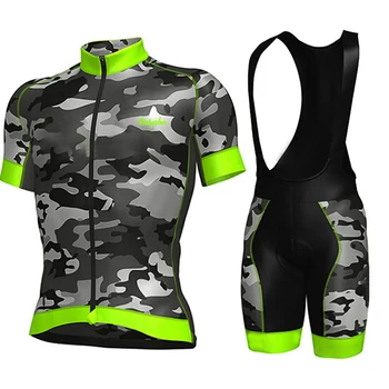 2021 Ropa Ciclismo Kolesarski Dres Komplet Kolesarske hlače, Hlače z Oprsnikom Dihanje Prikrivanje Zeleno Poletje Quick Dry MTB Kolesa, Kolesarska Oblačila