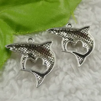 220 kosov antik srebrni delfin čare 24x23x4mm #4424