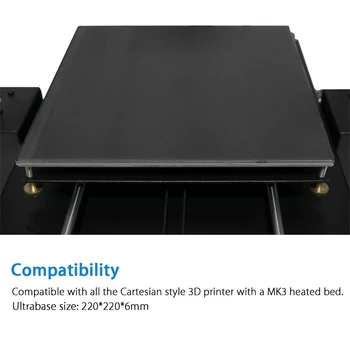 220x220x6mm Ultrabase heatbed Platformo Greti posteljo Graditi Površino Steklene Plošče za Anycubic a6 a8 MK2 MK3 hotbed 3d tiskalnik deli