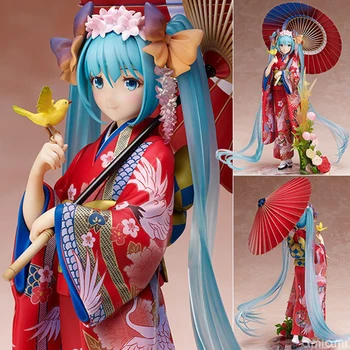 23 CM Anime Lutka Močnejši Fujiwara Barvita Obleko Kimono Lutka Slika Ročno izdelane Dekoracijo Modela
