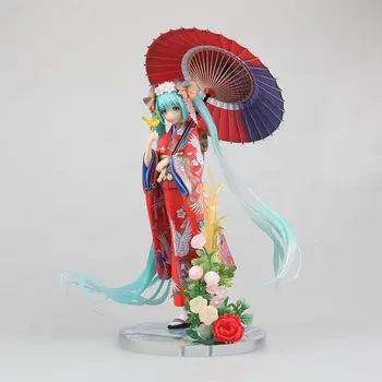 23 CM Anime Lutka Močnejši Fujiwara Barvita Obleko Kimono Lutka Slika Ročno izdelane Dekoracijo Modela
