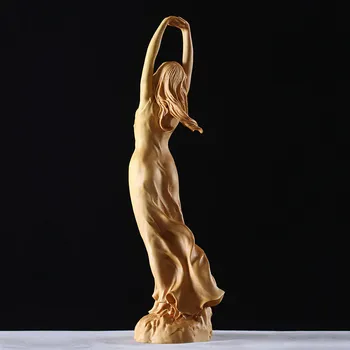 23 cm Novega Lesa Kitajski Slog HD Lepoto Ženski Kip, Kiparstvo Umetnostna Ročno Šimšir Carving Pravljice Miniaturni Dekoracijo Obrti