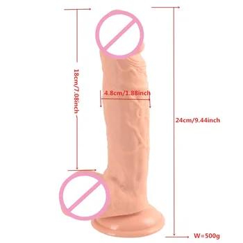 24*4.8 cm velik sesalni realističen dildo umetni penis dick mehko dildos za ženske odrasle erotična velik dildo sex igrače za ženske
