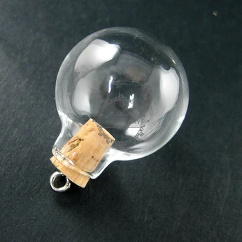 24.5 mm pregleden žogo steklenici z 7mm odprtih ust plute bail parfum tehtnica obesek želijo čar DIY dobave 1810008