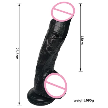 26.5*5.5 cm Super Ogromno Črno Dildos Strapon Debele Velikan Realne Analni Vibrator Butt priseska Velik Penis Sex Igrača Za Ženske