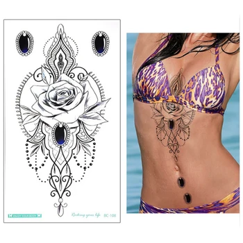 28Pcs Mandala Začasni Tattoo Velikega Kana arabski Underboob Nazaj Prsih Body Art Womens