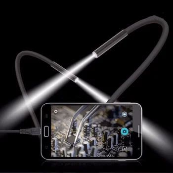 2m 5.5 m/7mm Objektiv USB-Endoskop Fotoaparat Nepremočljiva Prožna Žica Kača Cev Pregleda Borescope Za OTG Združljive Telefone Android