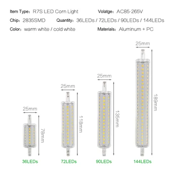 2pcs R7S LED Žarnice J78 J118 Zatemniti Lučka 78 mm 118mm 135mm 189mm SMD2835 AC 85-265V Nadomešča 30W 50 W Halogenska Luč 220V 110V