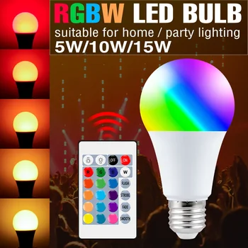 2pcs RGB Sijalka E27 Pozornosti RGBW LED Čarobno Žarnica 5W 10W 15W Zatemniti Spremenite Barvo Svetilke RGBWW Stranka Bar Bombillas 220V