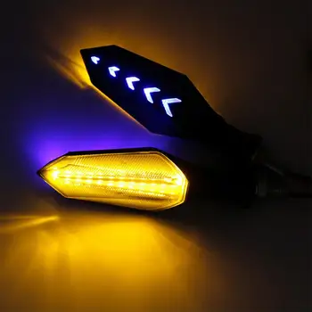 2pcs Univerzalni LED smerokaze za motorno kolo Puščico Rumena Lučka Zadaj Utripa Signal Zavorne Luči Kazalnikov, ki Teče Svetlobe