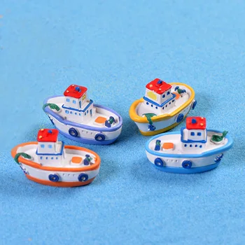 2PCS Veliko Ribiško Ladjo Jahte Doma Dekor Smolo Obrti Figur Model Ornament Miniaturni Vrt Pravljice Dekoracijo DIY Dodatki