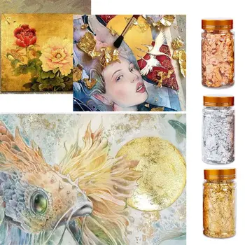 3 Barve Kovinske Folije Kosmičev Sequins Glitters za Slikarstvo, Umetnost Nail Art Folije Dekorativne Papir Smolo Plesni Nadevi