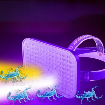 3 lučka LED UV vijolična Rumena Scorpion Žaromet Iskalnim Smerniki Svetilka glavo Svetilka bakle lov 395nm blacklight