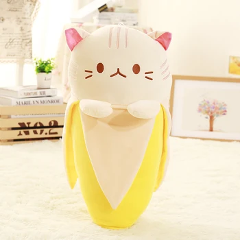 30 cm/60 cm Ustvarjalne Mačka v Banana Pliš Plišaste Živali Igrača Otroci Baby Dekle Huggable Banana Oblikovan Mačka Lutka Sadje Kitty Plišastih Igrač