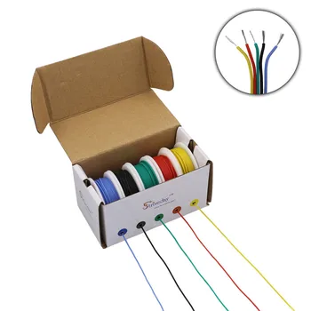 30AWG 50m fleksibilno silikonsko žica, 5 barvno mešanje polje 1 paket žice in kabla posodah bakrene žice nasedla žice DIY