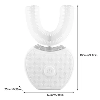 360-Stopinjski 2. generacija Inteligentnih Električna Krtača v obliki črke U USB zobna ščetka Silikonski Čopič Glavo Generacije 2 S Hladno Svetlobo