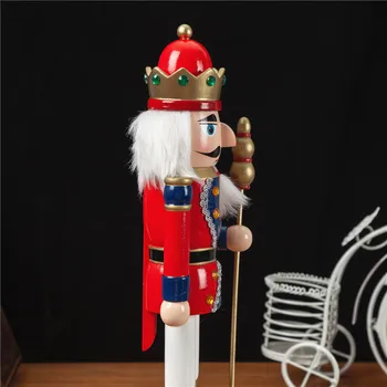 38 cm Božič Kralj Nutcracker Bobnanje Vojak Lutke Lesa Carvinga Naslikal Nutcracker Otrok Božično Darilo Igrače ht183