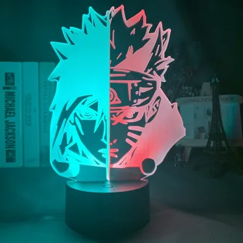 3d Iluzije Led Noč Polovico Obraza Naruto Uzumaki in Sasuke Uchiha lučka za Spalnica Dekor Svetlobe Kul Anime Darilo 3d Lučka Hit Barve