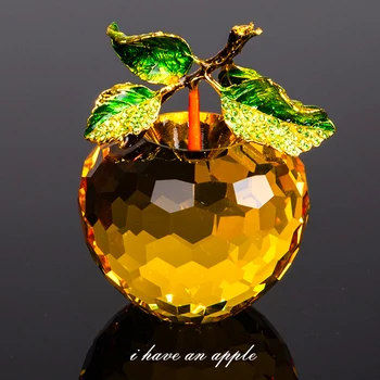 3D Jasno, Kristalno s katerimi se Soočajo Apple Figurice Ornament Stekla Sadje obtežilnik za papir, Božično Darilo Za Moške&Ženske,Office Home Decor (40 MM#)