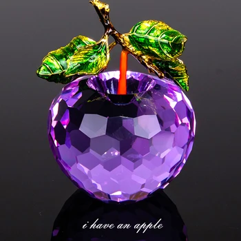 3D Jasno, Kristalno s katerimi se Soočajo Apple Figurice Ornament Stekla Sadje obtežilnik za papir, Božično Darilo Za Moške&Ženske,Office Home Decor (40 MM#)