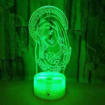 3D LED Noč Luč Preblažena Devica Marija Dotik 7 Barva Spreminja Desk namizne Svetilke Doma Stranka Dekorativne Luči Božično Darilo